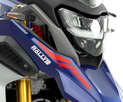 Wir sehen die LED Scheinwerfer mit Tagfahrlicht der G 310 GS.