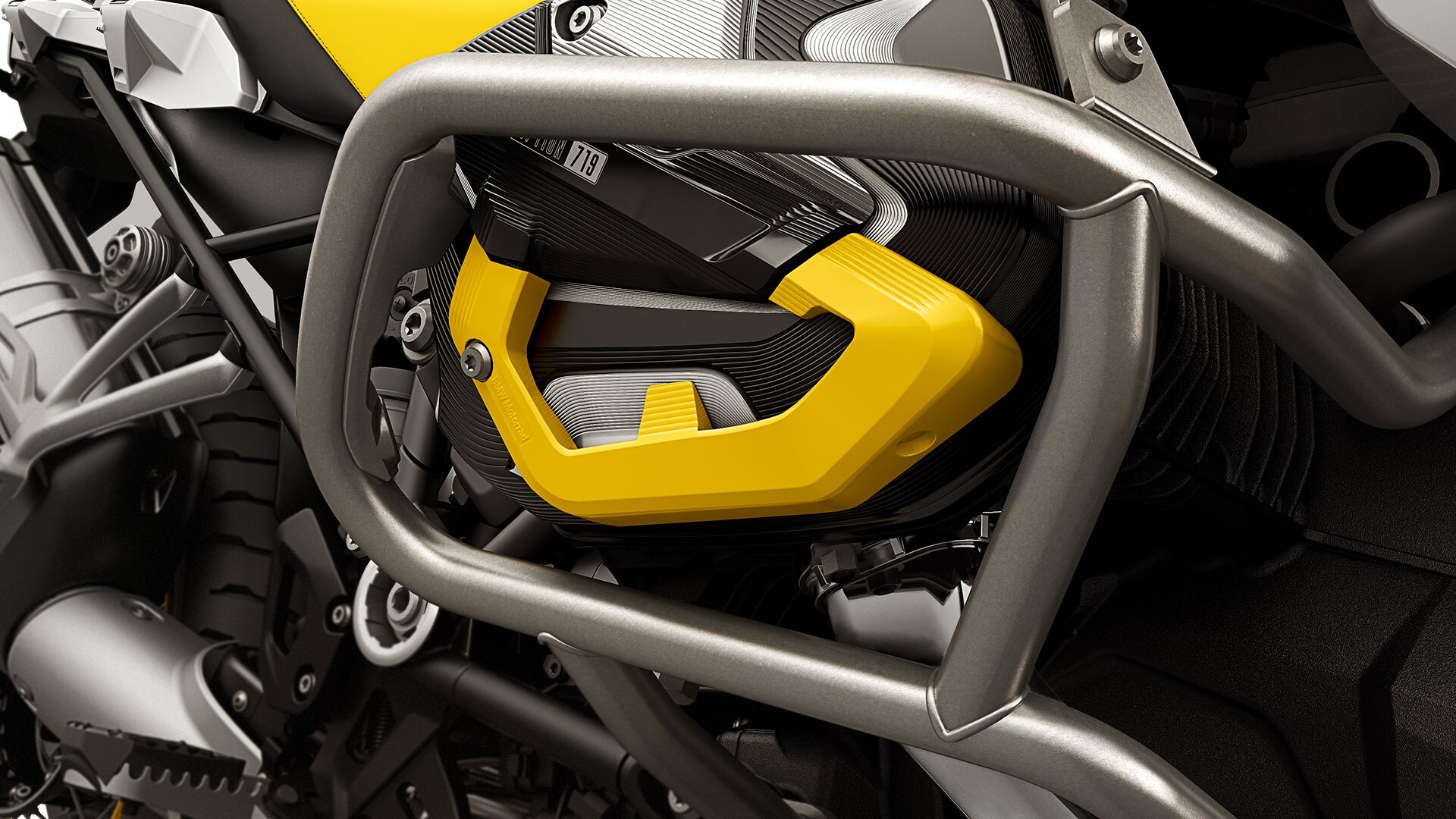 Nous voyons ici l'Edition 40 Years GS avec les couvre-culasses Option 719 en jaune et noir.