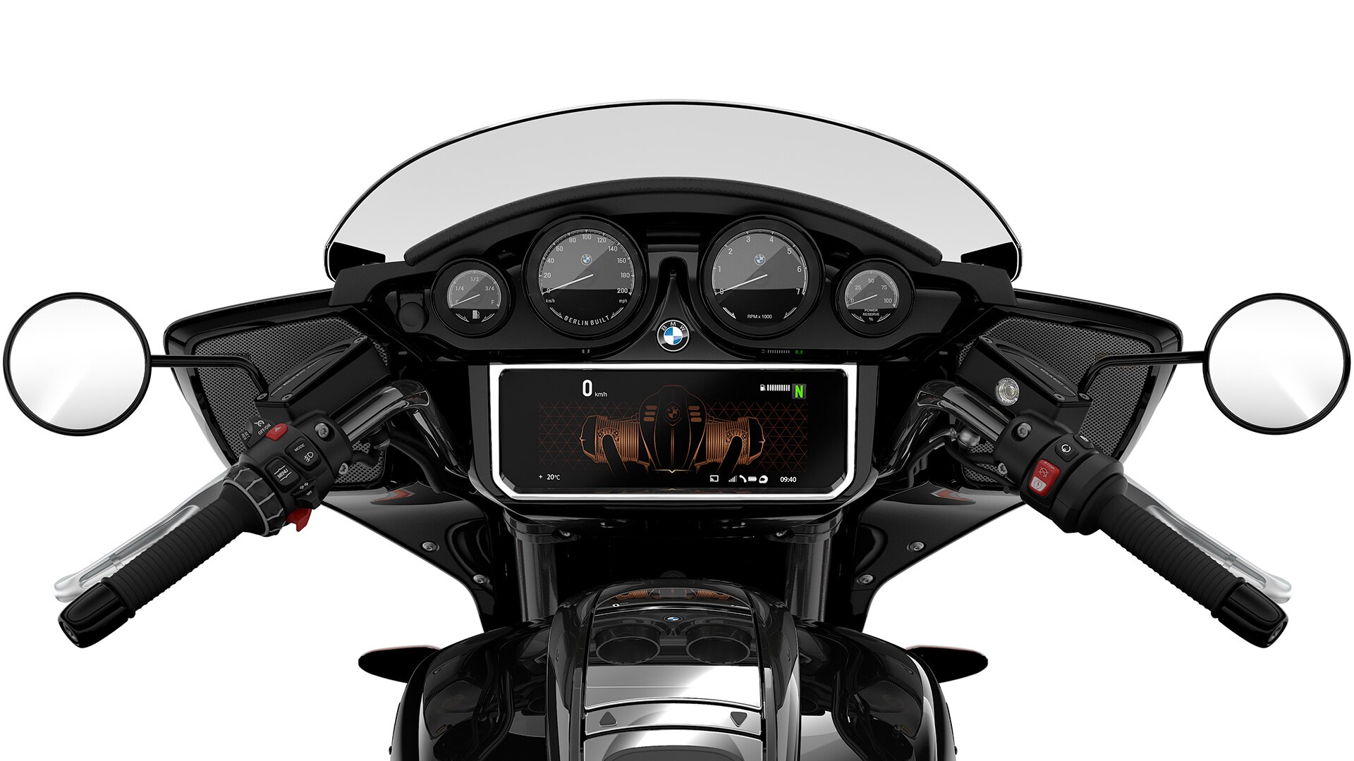 Das Cockpit zeigt die analogen Rundinstrumente und das TFT-Display.