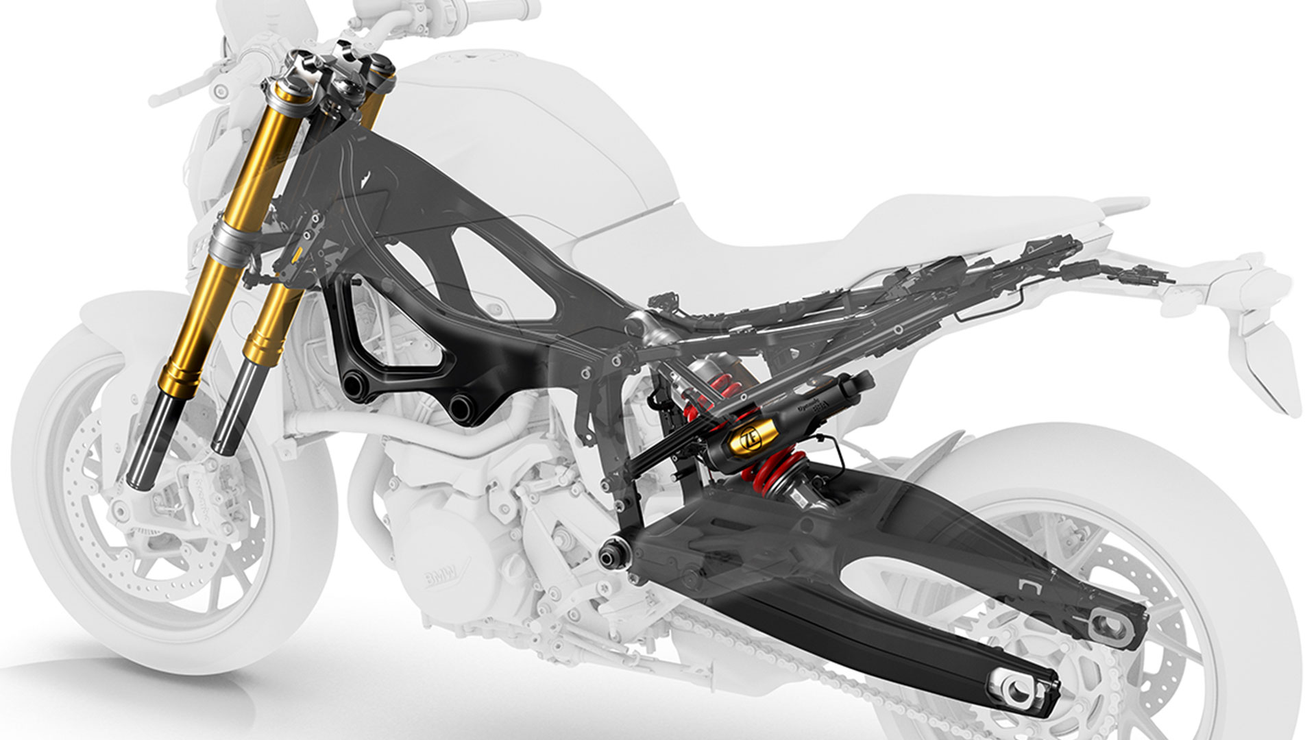 Wir sehen das Fahrwerk der F 900 R.