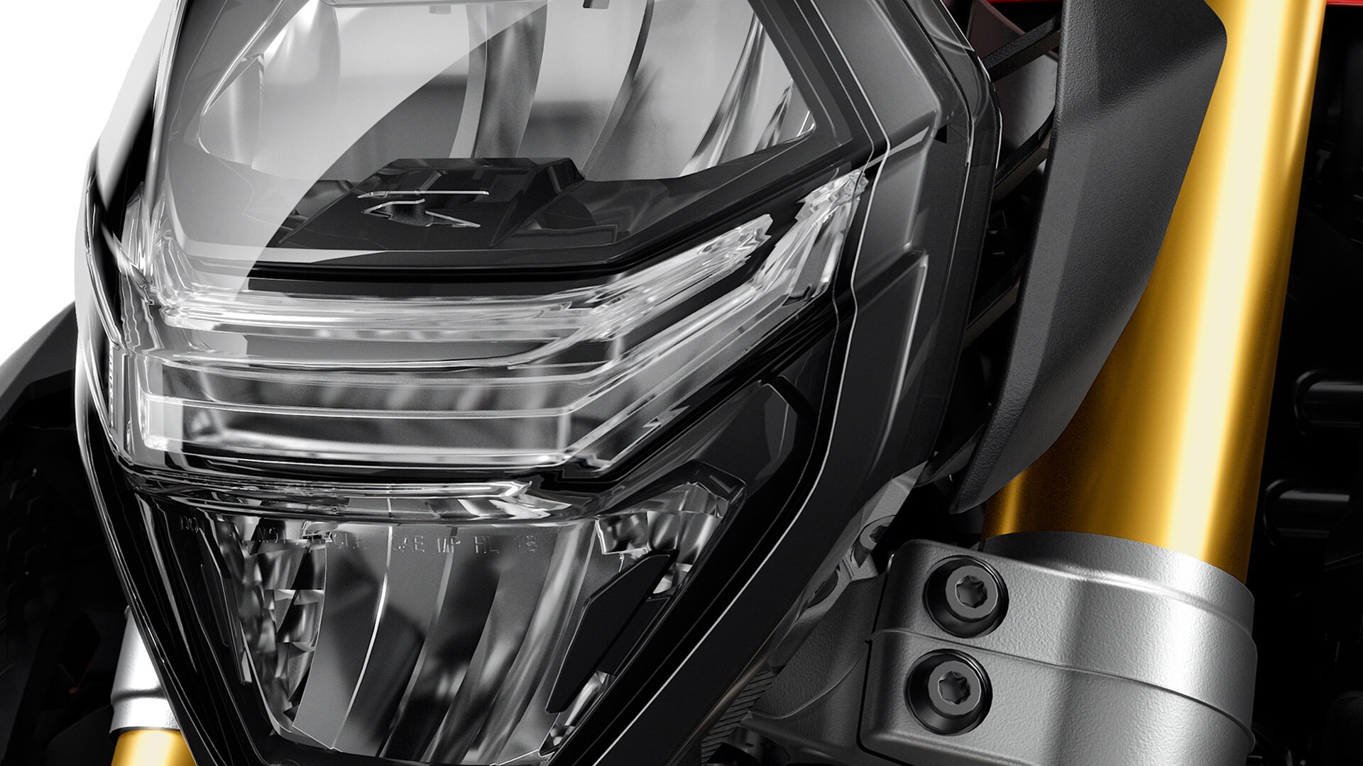 Wir sehen den Frontscheinwerfer der F 900 R mit dem Adaptiven Kurvenlicht.