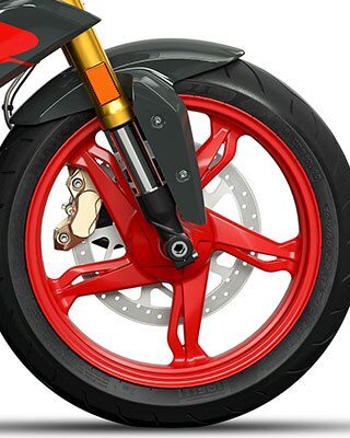 Nous voyons ici la jante en aluminium coulé de la G 310 R.
