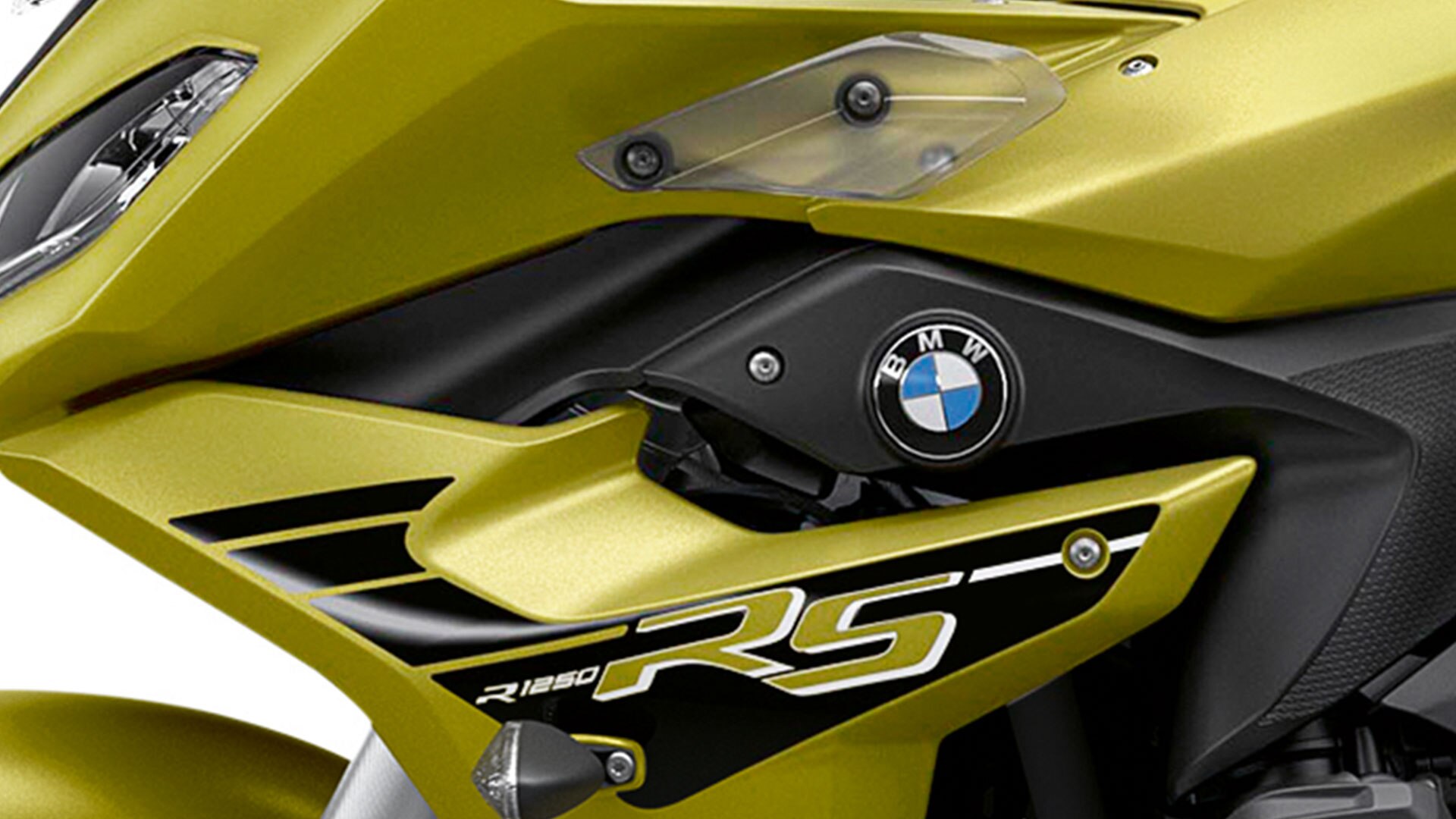 R 1250 RS im Style Sport in der Farbe Austin Yellow metallic matt.
