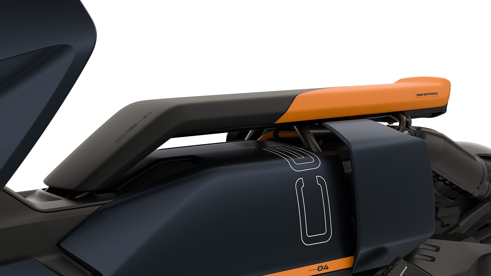 Schwebende Sitzbank in schwarz-orange.
